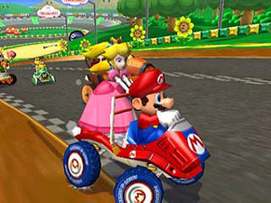 Princess Peach in actie in Mario Kart Double Dash