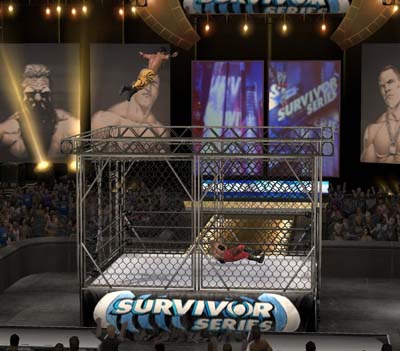 Chris Benoit neemt een risico in een cage match