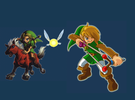 Link uit The Legend of Zelda: Majora's Mask en The Legend of Zelda: Oracle of Seasons/Ages