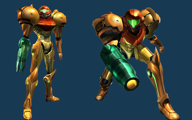 Samus zoals ze in Metroid Prime en Metroid Prime 2: Echoes vertoond werdt.