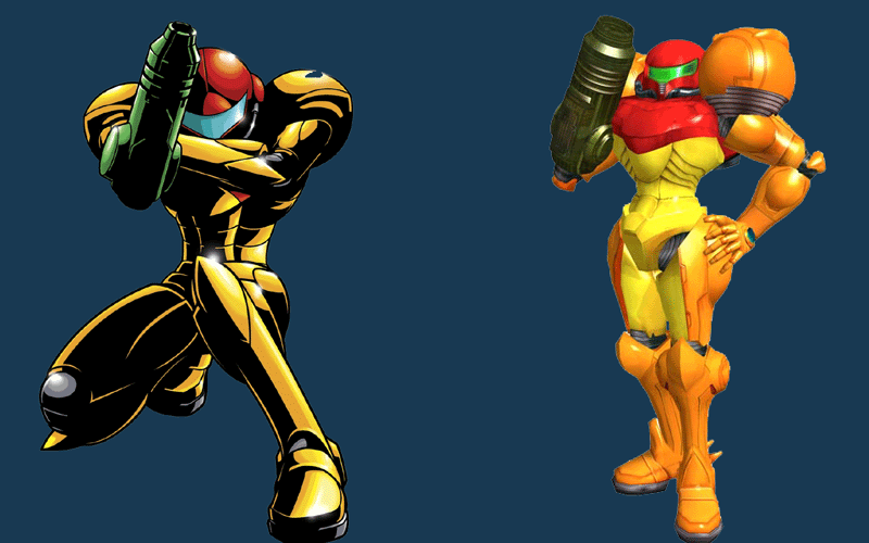 Samus uit Metroid: Zero Mission en uit Super Smash Brothers: Melee.