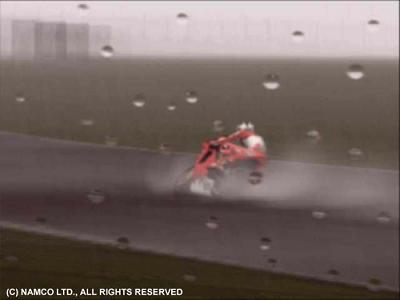 De regen is duidelijk te zien.