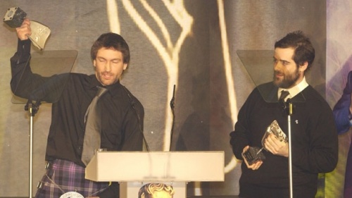 Sam Houser (rechts) met Leslie Benzies