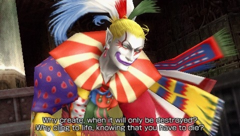 Zelfs in Dissidia zwijgt Kefka niet.